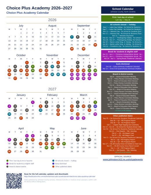 Choice Plus Academy Calendar preview