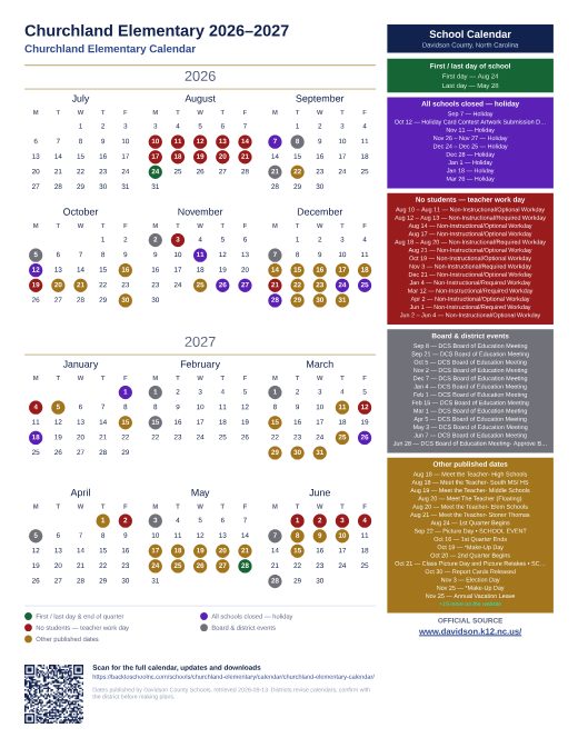 Churchland Elementary Calendar preview