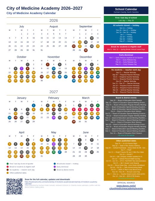 City of Medicine Academy Calendar preview