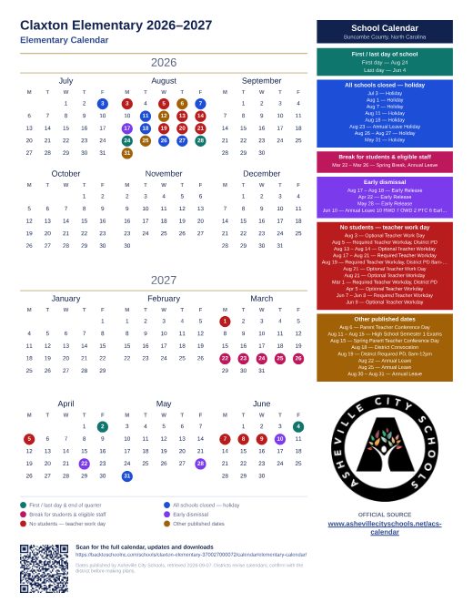 Elementary Calendar preview