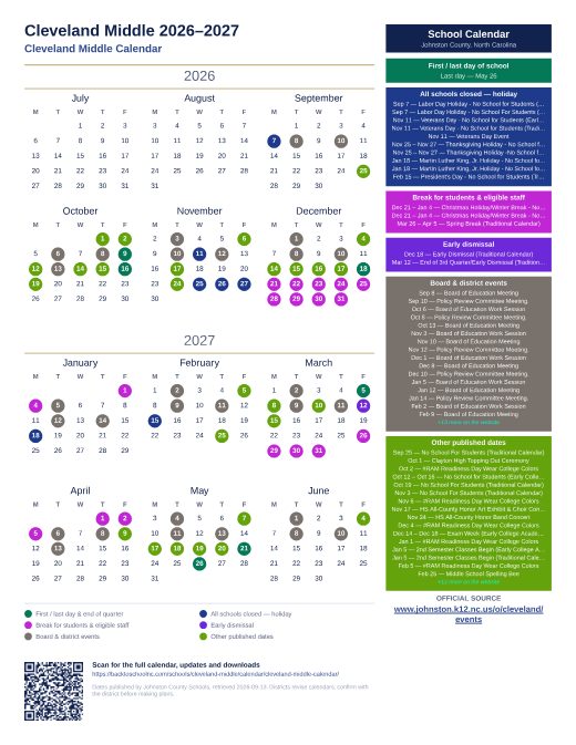Cleveland Middle Calendar preview