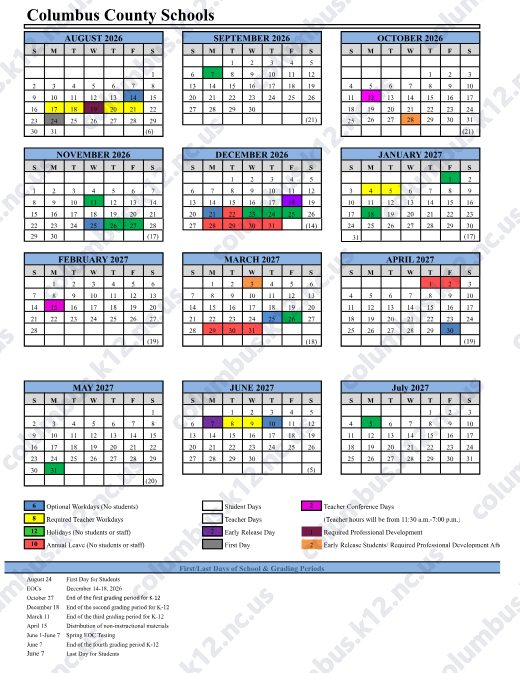 2026-2027 Calendar preview