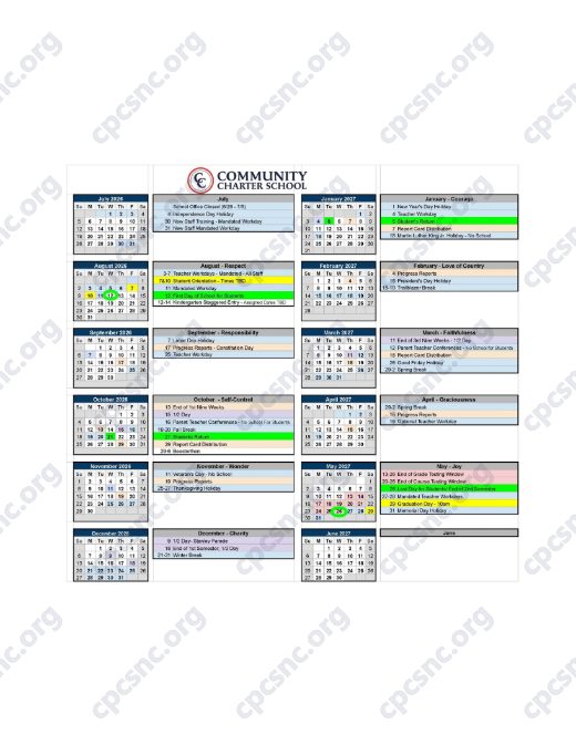 2026-2027 Calendar preview