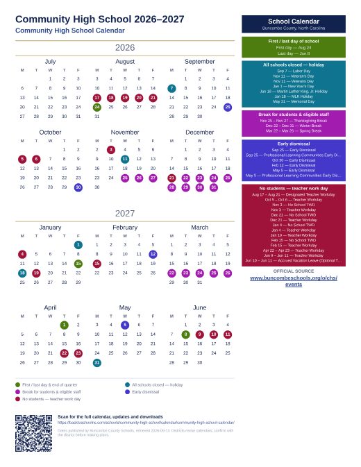 Community High School Calendar preview