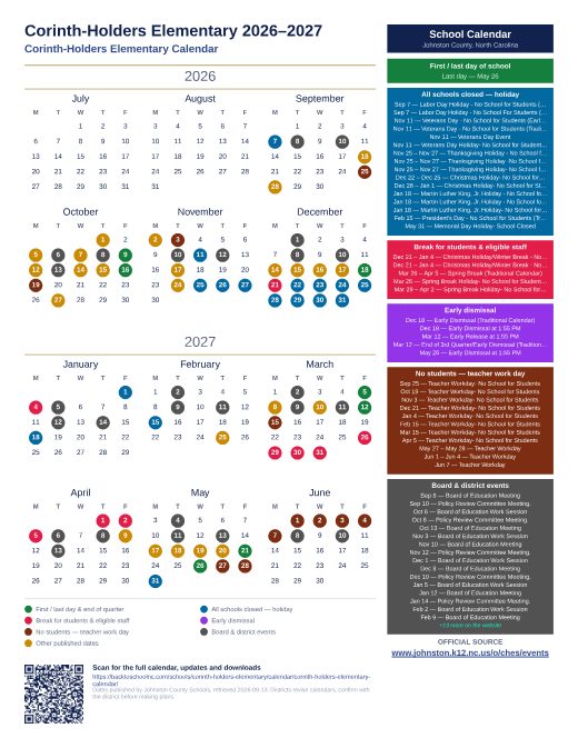 Corinth-Holders Elementary Calendar preview