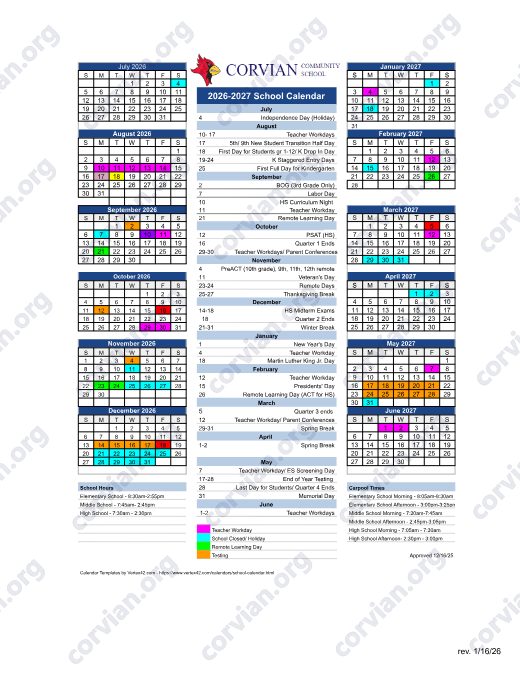2026-2027 Calendar preview