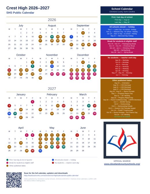 SHS Public Calendar preview