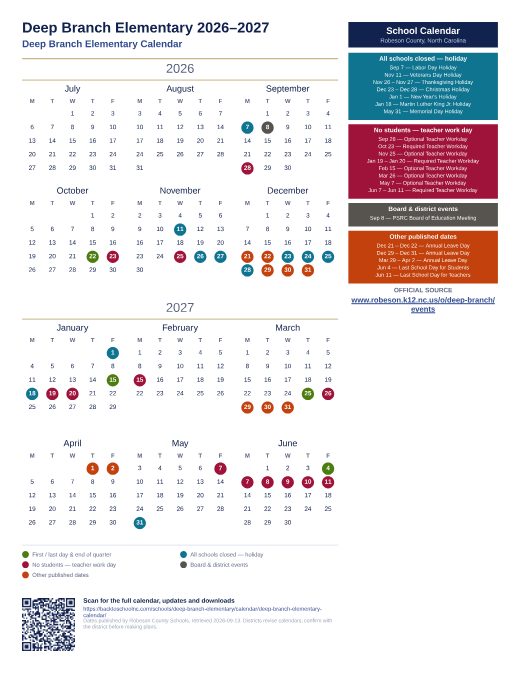 Deep Branch Elementary Calendar preview
