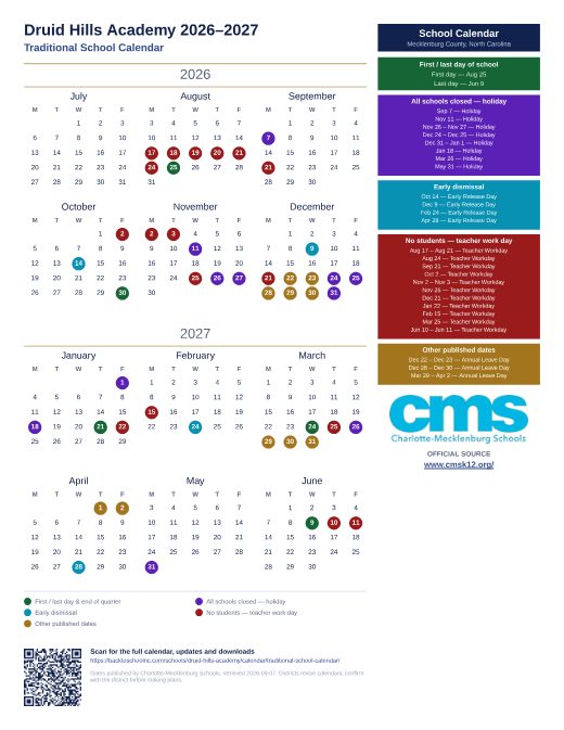 Traditional School Calendar preview