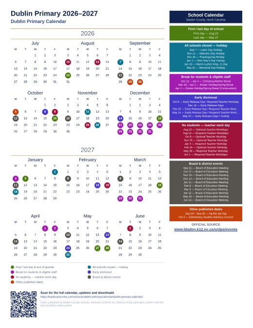 Dublin Primary Calendar preview