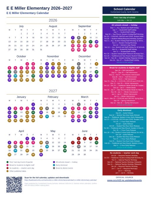 E E Miller Elementary Calendar preview