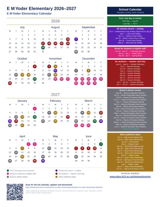 E M Yoder Elementary Calendar preview