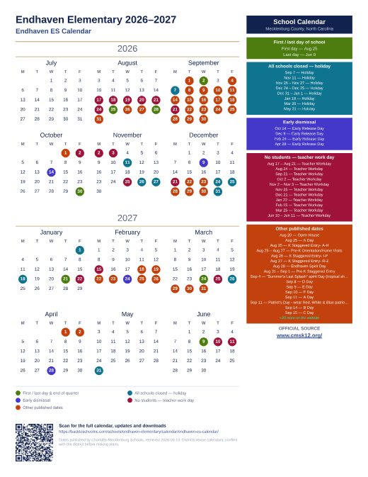 Endhaven ES Calendar preview