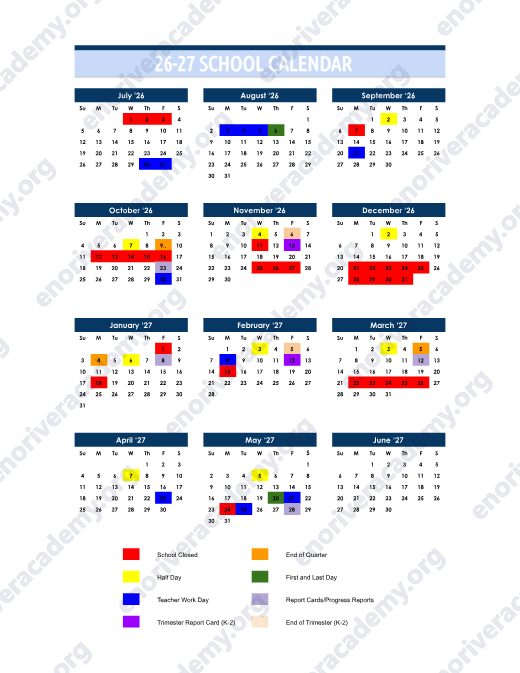 2026-2027 Calendar preview