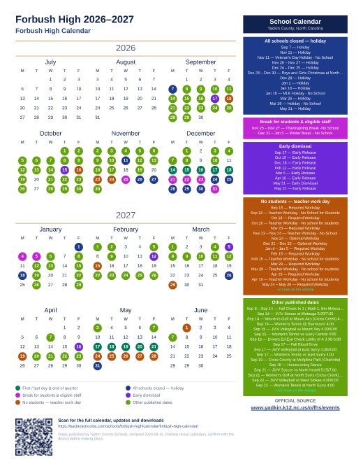 Forbush High Calendar preview