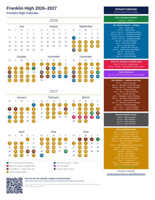 Franklin High Calendar preview