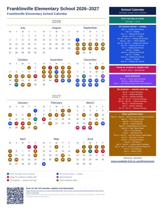 Franklinville Elementary School Calendar preview