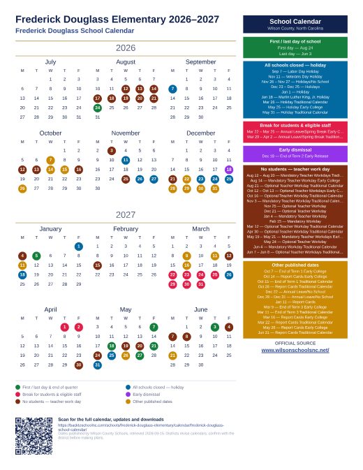 Frederick Douglass School Calendar preview