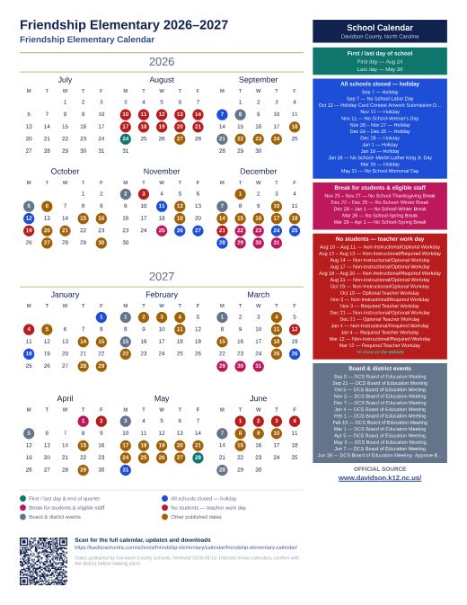 Friendship Elementary Calendar preview