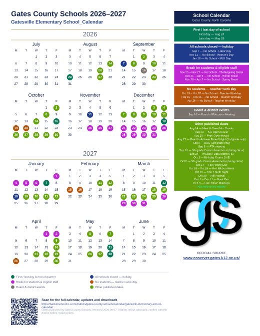 Gatesville Elementary School_Calendar preview