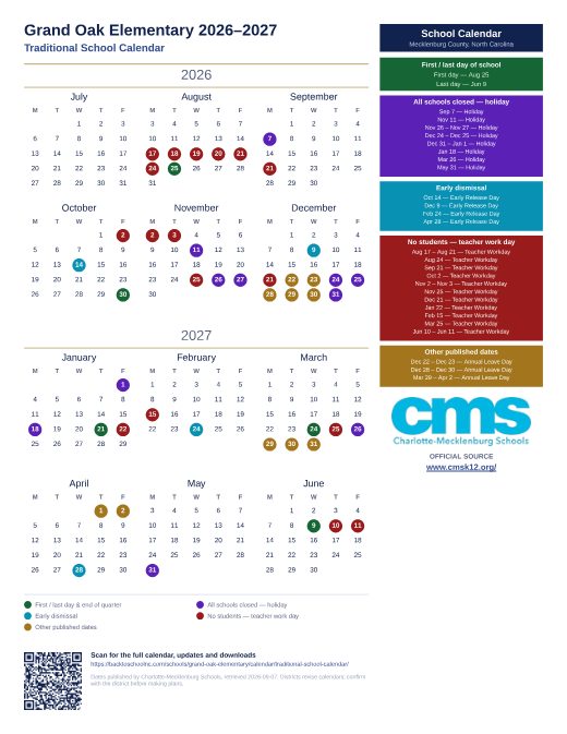 Traditional School Calendar preview