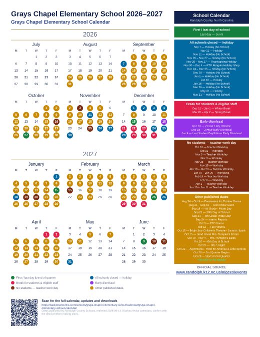 Grays Chapel Elementary School Calendar preview