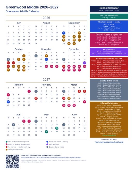 Greenwood Middle Calendar preview