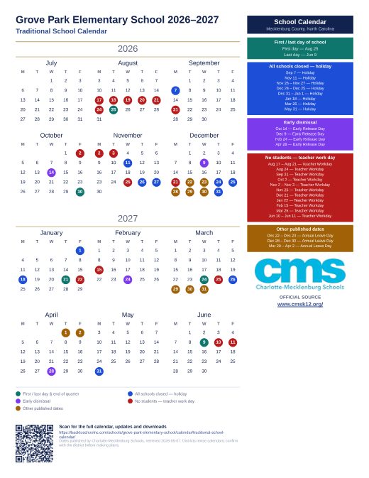 Traditional School Calendar preview