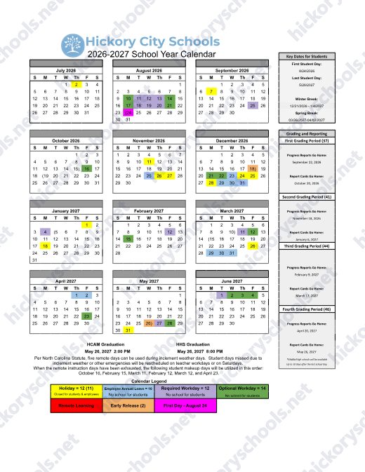 2026-2027 Calendar preview