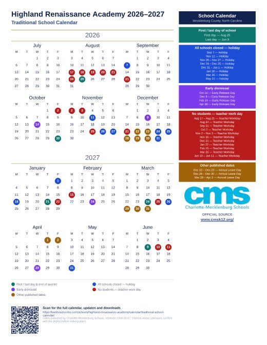 Traditional School Calendar preview