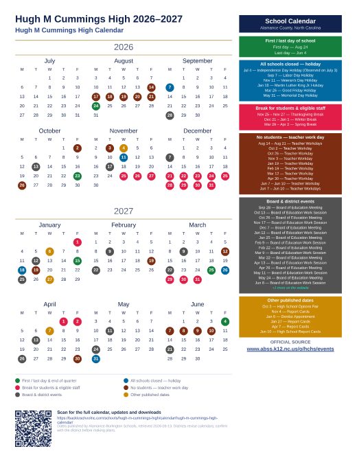 Hugh M Cummings High Calendar preview