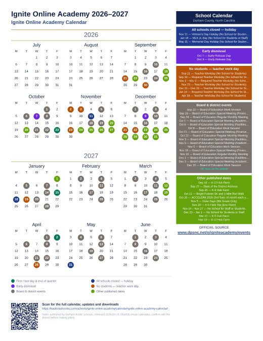 Ignite Online Academy Calendar preview