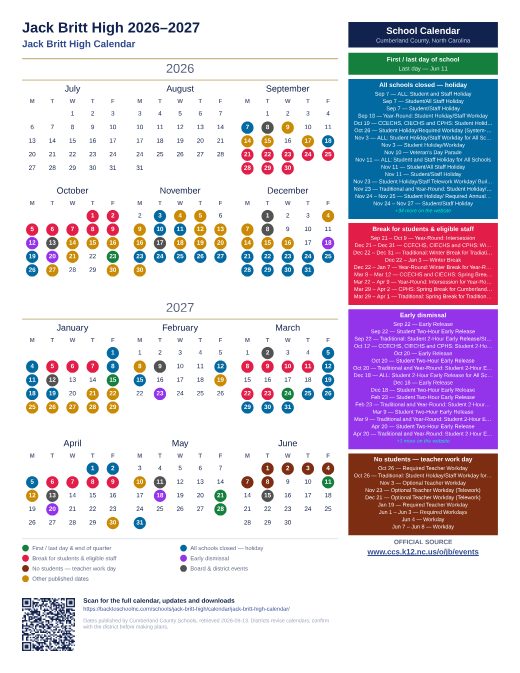 Jack Britt High Calendar preview