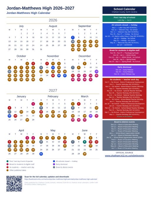 Jordan-Matthews High Calendar preview