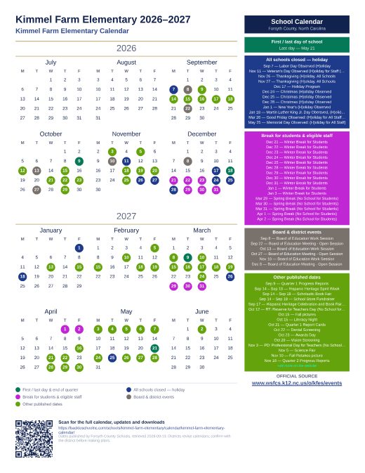 Kimmel Farm Elementary Calendar preview