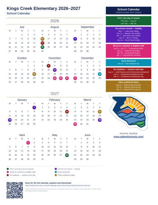 School Calendar preview
