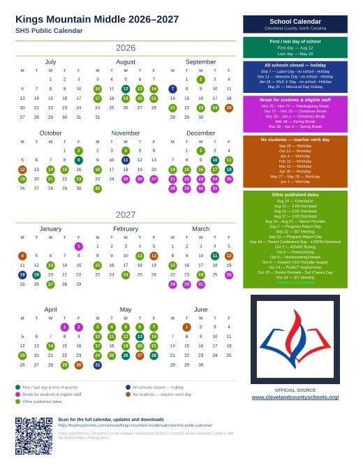 SHS Public Calendar preview