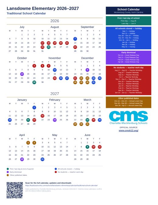 Traditional School Calendar preview
