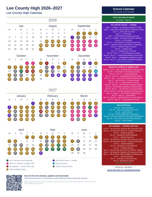 Lee County High Calendar preview