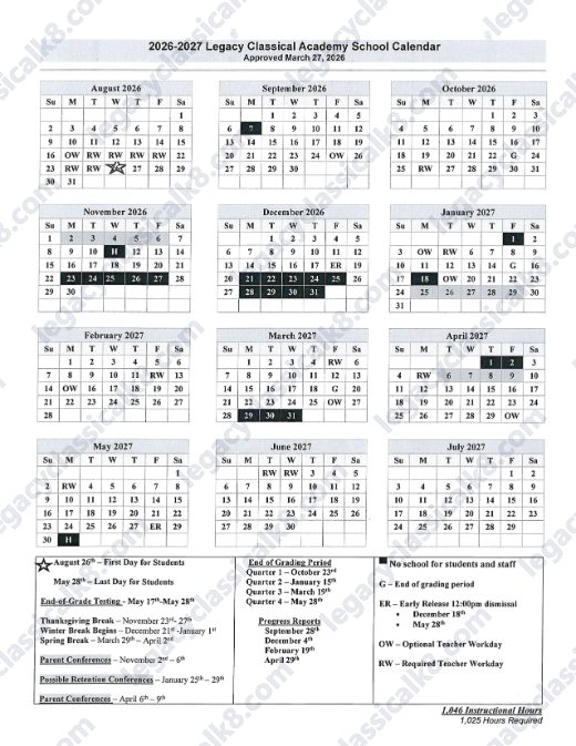 2026-2027 Calendar preview