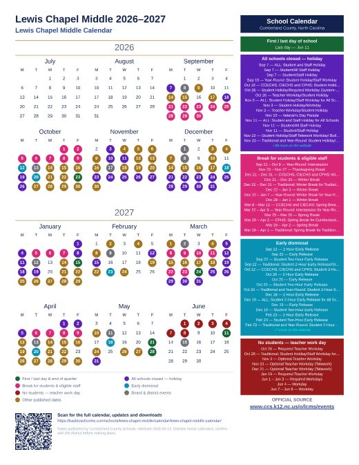 Lewis Chapel Middle Calendar preview