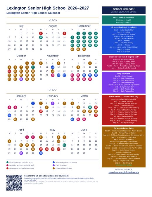 Lexington Senior High School Calendar preview