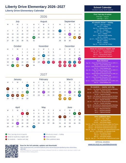 Liberty Drive Elementary Calendar preview