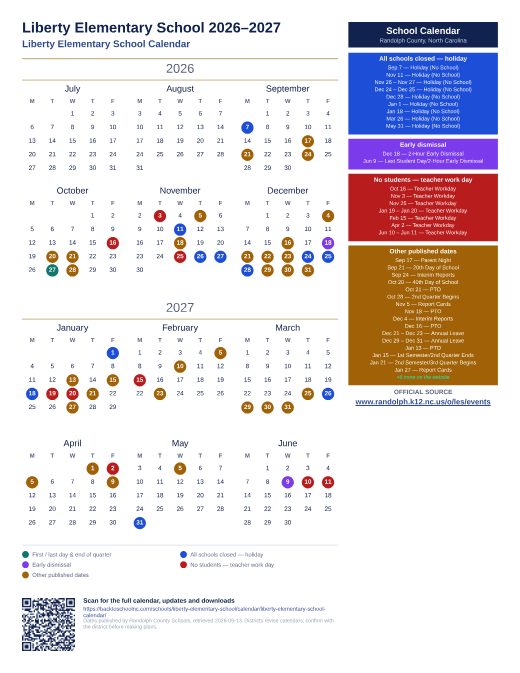 Liberty Elementary School Calendar preview