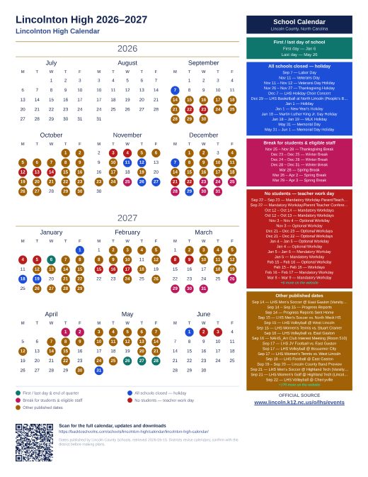 Lincolnton High Calendar preview