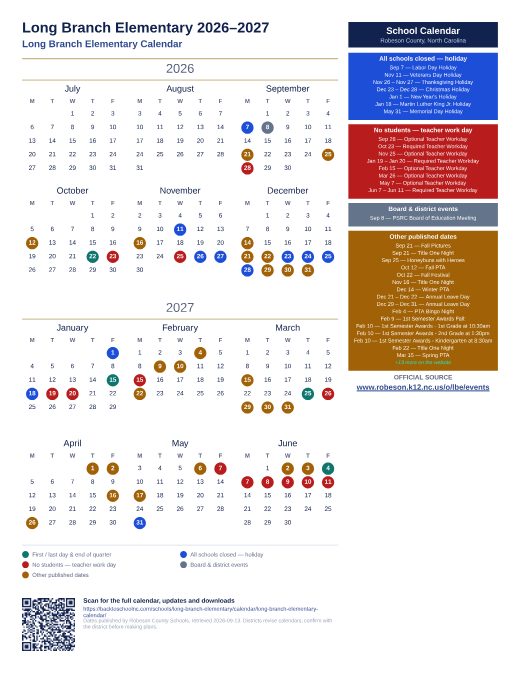 Long Branch Elementary Calendar preview