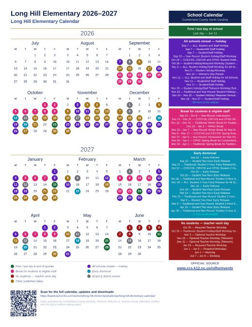 Long Hill Elementary Calendar preview
