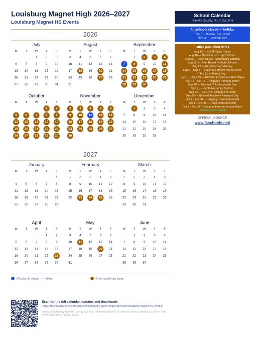 Louisburg Magnet HS Events preview