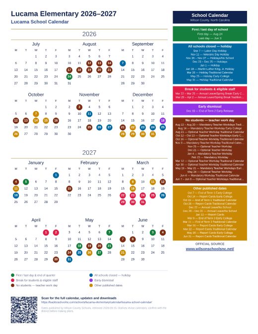 Lucama School Calendar preview