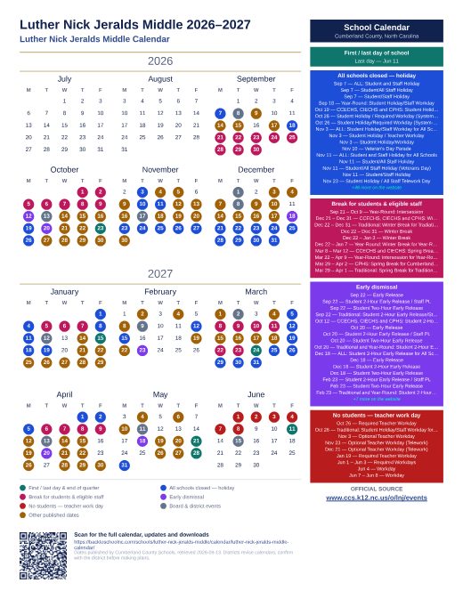 Luther Nick Jeralds Middle Calendar preview